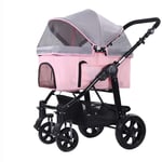 YGWL Pet Stroller,Multi-Functional Pushchair,Foldable Detachable Front and Rear Door Design with Rain Cover Load within 20 Kg,Pink