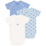 Petit Bateau 3-pack Omlott Baby Bodys I Bomull Blanc Bleu | Vit | 3 months