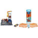 Hot Wheels City Downtown Repair Station Playset with 1 Car, Connects to Other Sets & Tracks, Gift for Kids Ages 4+ & Fisher-Price BHT77 Mattel Track Builder Pack with Vehicle