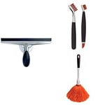 OXO Good Grips Cleaning Essentials Set: Stainless Steel Squeegee, Deep Clean Brushes & Delicate Duster