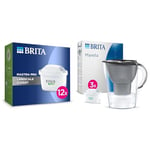 BRITA MAXTRA PRO Limescale Expert Water Filter Cartridge 12 Pack (New) - Original BRITA Refill & Marella Water Filter Jug Starter Pack - Graphite (2.4L) incl. 3X MAXTRA PRO All-in-1 Cartridge