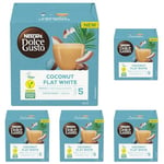 NESCAFE Dolce Gusto Plant-Based Flat White Coconut Coffee Pods - 12 Coffee Capsules - Coffee Flavour - Lactose Free Flat White - Vegan coffee, Coffee Intensity 5 (One pack) (Pack of 5)