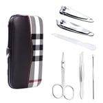 6 Pcs Men's Women's Travel Grooming Set Manicure Kit Clippers Case Leather Pouch