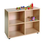 Mobeduc Low Horizontal Storage with 4 Compartments, 90 x 76.5 x 40 cm, Wood, Beech