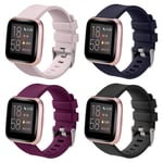 SINPY Watch Bands for Fitbit Versa Strap,4 Pack Silicone Sport Replacement Wriststraps Compatible with Fitbit Versa 2/Fitbit Versa Lite,Black/Bordeaux/Pink/Navy Blue
