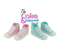 Blue Edible Booties, Baby Shower High Tops Converse Trainers Cake Topper
