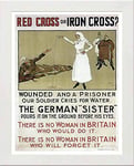 Lumartos, Vintage Poster Red Cross Or Iron Cross Contemporary Home Decor Wall Art Print, White Frame, A3 Size