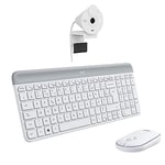 Logitech MK470 Combo Clavier et Souris sans Fil pour Windows, 2,4 GHz avec Récepteur USB Unifying + Logitech Brio 300 Webcam Streaming Full HD avec confidentialité, Micro à réduction de Bruit