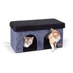 K&H Pet Products Thermo-Kitty Duplex Maison chauffante d'intérieur pour Chat Bleu Marine 30,5 x 61 x 30,5 cm