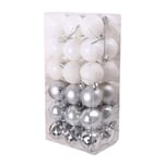 36pcs Christmas Balls Party Home Xmas-tree Hanging Ornaments Silver+white