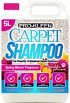 Pro-Kleen Carpet Cleaning Solution Upholstery Shampoo – Spring Bloom Fragrance - Professional High Concentrate Cleaner Solution - Suitable For All Machines - 5 Litres