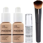 Phoera Foundation Full Coverage Makeup Set - Includes X2 Warm Peach 30Ml Matte F