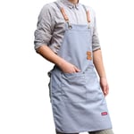 Cotton Apron for Men Women, Chef BBQ Grill Work Shop Aprons with Adjustable Strap + Quick Release Buckle, Professional Cooking Apron,Chrome