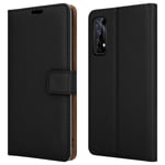 PIXFAB For Realme 7 Leather Phone Case, Magnetic Closure Full Protection Book Folio Design, Wallet Case Cover [Card Slots] and [Kickstand] For Realme 7 (6.5") - Black