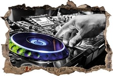 pixxp Rint 3D WD 5349 _ 62 x 42 DJ pour Le Travail Platine percée 3D Sticker Mural Mural en Vinyle Noir/Blanc 62 x 42 x 0,02 cm