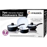 New 7PC Black COOKWARE Set Saucepan Kitchen Non Stick Stainless Steel Ceramic