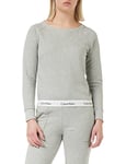 Calvin Klein - Crewneck Sweatshirt Women - Modern Cotton Line - Grey Heather - L - CK Women's Loungewear - Signature Elasticated Hem - Cotton, Polyester
