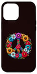 Coque pour iPhone 13 Pro Max Signe de la paix coloré fleurs hippie rétro années 60 70 pour femme