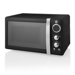 Swan Digital Microwave Black Retro 20 Litre 800 Watt Kitchen Countertop