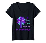 Womens A Lot Can Happen In Three Days He Has Risen V-Neck T-Shirt