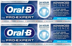 2 x Oral-B Pro-Expert Advanced Science Deep Clean Toothpaste Triple Action 75ml