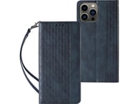 Hurtel Magnetremsfodral För Iphone 12 Pro Plånboksfodral + Mini Nyckelband Blå