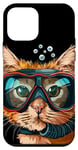 Coque pour iPhone 12 mini Tuba amusant avec masque de plongée en forme de chat
