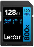 Lexar High-Performance 800x SD Card 128GB, SDXC UHS-I Memory Card BLUE Series, Up to 120MB/s Read, Up to 45MB/s Write, for Point-and-shoot Cameras, Mid-range DSLR, HD Camcorder (LSD0800128G-BNNAG)