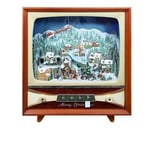 DRW Télévision Antique d'un Village de Noël avec Mouvement lumière et Musique en résine 80 x 32 x 90 cm