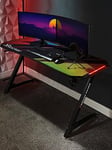 X Rocker Jaguar Grey Esports Gaming Desk With Led Edge Lighting