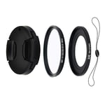 JJC 4-Piece Lens Kit for Canon Powershot G5X, G7X, G7X Mark II and G7X Mark III - includes 49mm Filter Adapter, UV Filter, Lens Cap and Lens Cap String