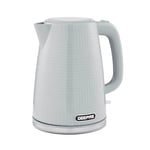 Geepas 1.7L Cordless Electric Kettle | 3000W Textured Premium Kettle with 360° Rotational Base | Concealed Heating, Otter Control l Space Saving Cord Storage & LED Indicator | 2 Year Warranty, Grey