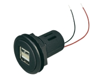 Uttag Infälld montering, klämhylsa ProCar Power USB Dubbeluttag 12-24 V 12 V till 5 V, 24 V till 5 V 5 A Kabeln är avskalad