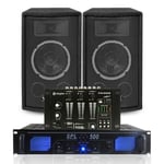 2x  6" DJ Disco Party Speakers 6 Chan Mixer & Amplifier PA System Karaoke 300W