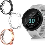 Compatible with Garmin Forerunner 55 Case, Giaogor Silicone Protective Case Cover Compatible for Garmin Forerunner 55 Smart Watch (3 pack-Clear+Black+Rose Gold)
