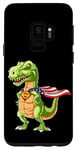 Galaxy S9 Cool Dinosaur T-Rex T Shirt, Super Captain USA Hero Dino Fun Case