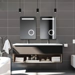 70x50cm Miroir salle de bain anti-buée led avec Loupe 3X Verttical - Biubiubath