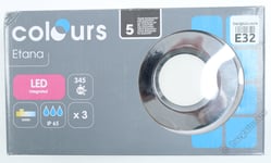 3x B&Q Colours Etana LED Recessed Flush Spot Lights Chrome IP65 Bathroom 85mm