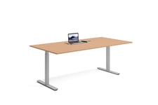 Wulff Höj och sänkbart skrivbord 200x100cm Färg på stativ: Silvergrå - bordsskiva: Bok