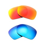 Walleva Fire Red + Ice Blue Polarized Lenses For Ray-Ban RB4068 60mm Sunglasses