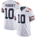 Men American Football Rugby Jersey Chicago Bears Mitchell Trubisky #10, Rugby Jersey American Football Clothing Mens Fan T-Shirts Top Short Sleeve-White-S(60~70KG)