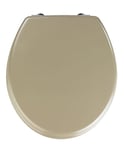 WENKO Abattant WC Prima beige sable mat - approprié pour les réservoirs de chasse d`eau, fixation en acier inox, MDF, 37 x 41 cm, Beige