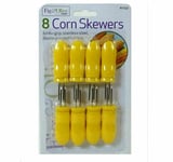 8 x CORN SKEWERS Stainless Steel Corn On The Cob Holders BBQ Prongs Forks RY1337