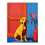 Labrador Retriever Dog Waiting for Owner Vibrant Painting Wall Art Poster Print
