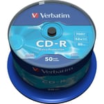 Verbatim Cd-r, 52x, 700 Mb/80 Min, 50-pack Spindel, Extra Protet