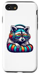 iPhone SE (2020) / 7 / 8 Colorful raccoon with headphones vintage colorful raccoon Case