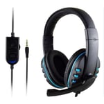 Écouteurs filaires 3,5 mm Surround Sound Bass Music Gaming Earphones pour PS4 Play Station PC Computer avec microphone Headset-Bleu