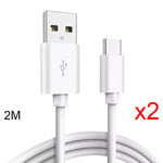 2x Câble USB Type-C pour Xiaomi 12, 12 Pro, 11T Pro, Mi 11 Lite, 11i, Redmi Note 11 Pro - Blanc - 2M