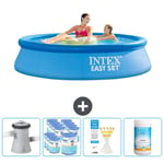 Intex Pyöreä puhallettava Easy Set uima-allas - 244 x 61 cm - Sininen - Sisältää pumpun Suodattimet - Testiliuskat - Kloori Tarvikkeet Mukaan Lukien