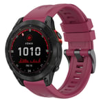 For Garmin Fenix 7 Solar / Sapphire Solar Solid Color Black Buckle Silicone Quick Release Watch Band(Wine Red)